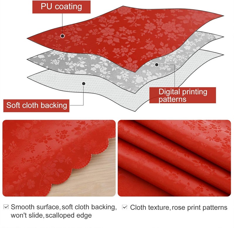 smiry Rectangle Table Cloth, Waterproof Heavy Duty Vinyl Tablecloths, Wipeable Washable Table Cover for Kitchen and Dining Room (Red, 52" X 70") - Image 3