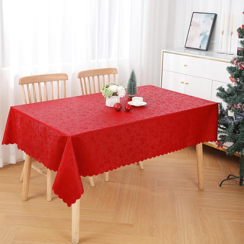 smiry Rectangle Table Cloth, Waterproof Heavy Duty Vinyl Tablecloths, Wipeable Washable Table Cover for Kitchen and Dining Room (Red, 52" X 70") - Image 2
