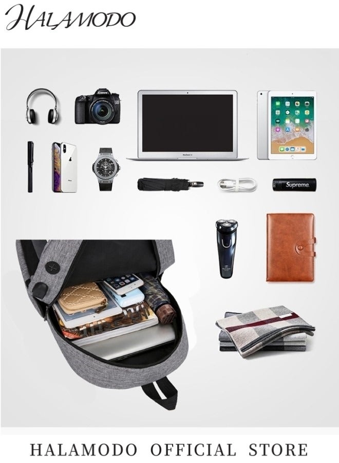 هالامودو حقيبة ظهر للسفر مكونة من 3 قطع مضادة للسرقة حقيبة ظهر محمولة متينة ومضادة للسرقة حقيبة ظهر كبيرة كاجوال نهارية مقاومة للماء حقيبة كلية للعمل والكلية والسفر - Image 3