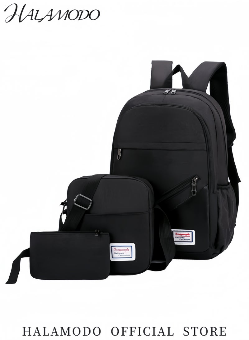 هالامودو حقيبة ظهر للسفر مكونة من 3 قطع مضادة للسرقة حقيبة ظهر محمولة متينة ومضادة للسرقة حقيبة ظهر كبيرة كاجوال نهارية مقاومة للماء حقيبة كلية للعمل والكلية والسفر - Image 2