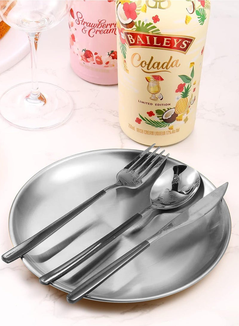 HomarKet 8-Piece Dessert Plates With Rack,6.7-Inch Appetizer Plate Set,Silver Stainless Steel Round Plates Suitable For Food Serving,Cakes Desserts,Salads,Dips,snacks,Side dishes - Image 3