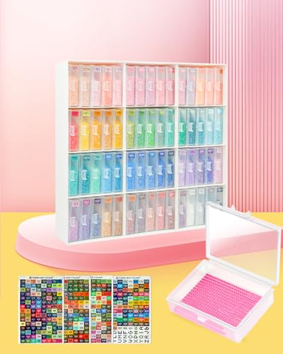 Forever young 60pcs Diamond Art Storage Containers Trays Stand Diamond Painting Accessories Diamond Painting Trays with Lids 2in1 Diamond Art Tray and Beads Storage Beads Gem Art Tools Storage Rack - Image 1