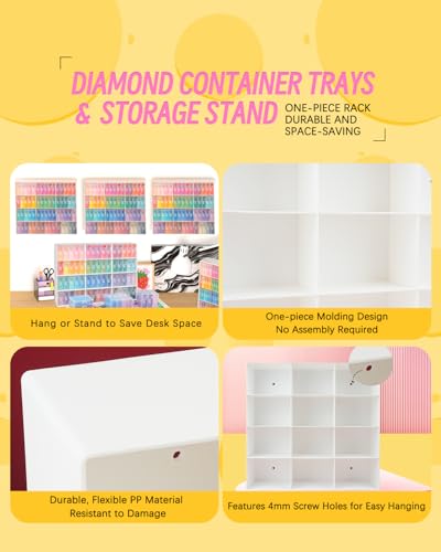 Forever young 60pcs Diamond Art Storage Containers Trays Stand Diamond Painting Accessories Diamond Painting Trays with Lids 2in1 Diamond Art Tray and Beads Storage Beads Gem Art Tools Storage Rack - Image 3