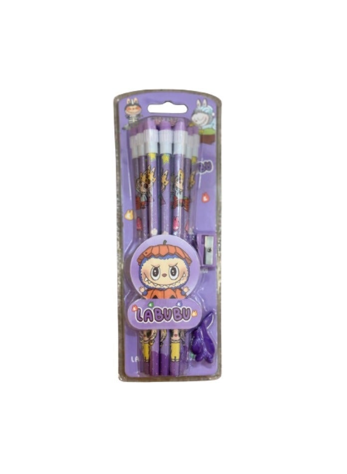 لابوبو مقلمة كرتونية للأطفال من لابوبو، تتضمن 12 قلم رصاص مع مبراة ومقبض تصحيح، بالإضافة إلى مجموعة أقلام تظليل متعددة الألوان (6 أقلام) للرسم والتخطيط والتزيين. - Image 4