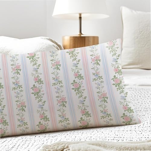 PIUD Grandmillennial Floral 20x54 Body Pillow Cover, Cottagecore Room Decor, Grand Millenial Decor, Pink and Blue Elegant Flower Decorative Long Body Pillow Cases for Bed Couch - Image 5