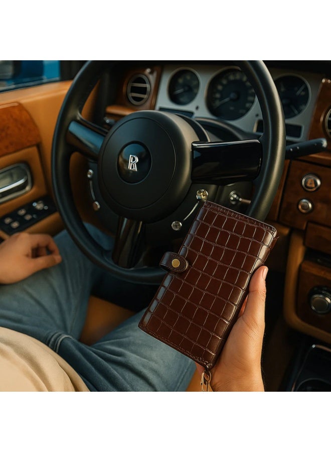 Regno Croco Style Leather Wallet - Long Wallet - Image 3