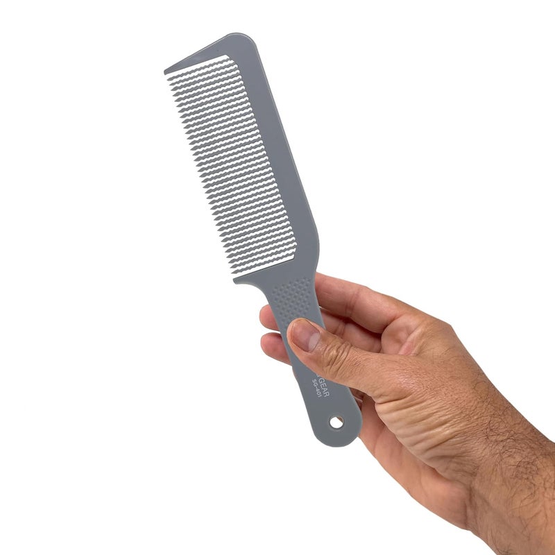Styling Gear 401 Barber Comb Flattops Clipper Comb Hair Cutting Wavy Teeth Heat Resistant Bear Combs Flat Top Comb 1 Pc Gray