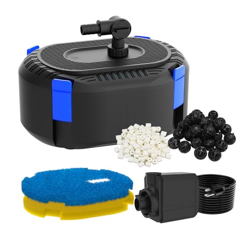 AquaMiracle 400GPH Pond Filter Pump with 4-Stage Filtration | Pond Pump Filter Box | Fish Pond Filter for Outdoor Ponds 200-350 Gal | for Garden, Waterfall, Fountain, Water Feature - Image 1