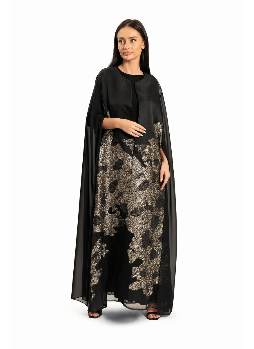 Wecre8 Women Black with Leaves Motif Kaftan By WECRE8