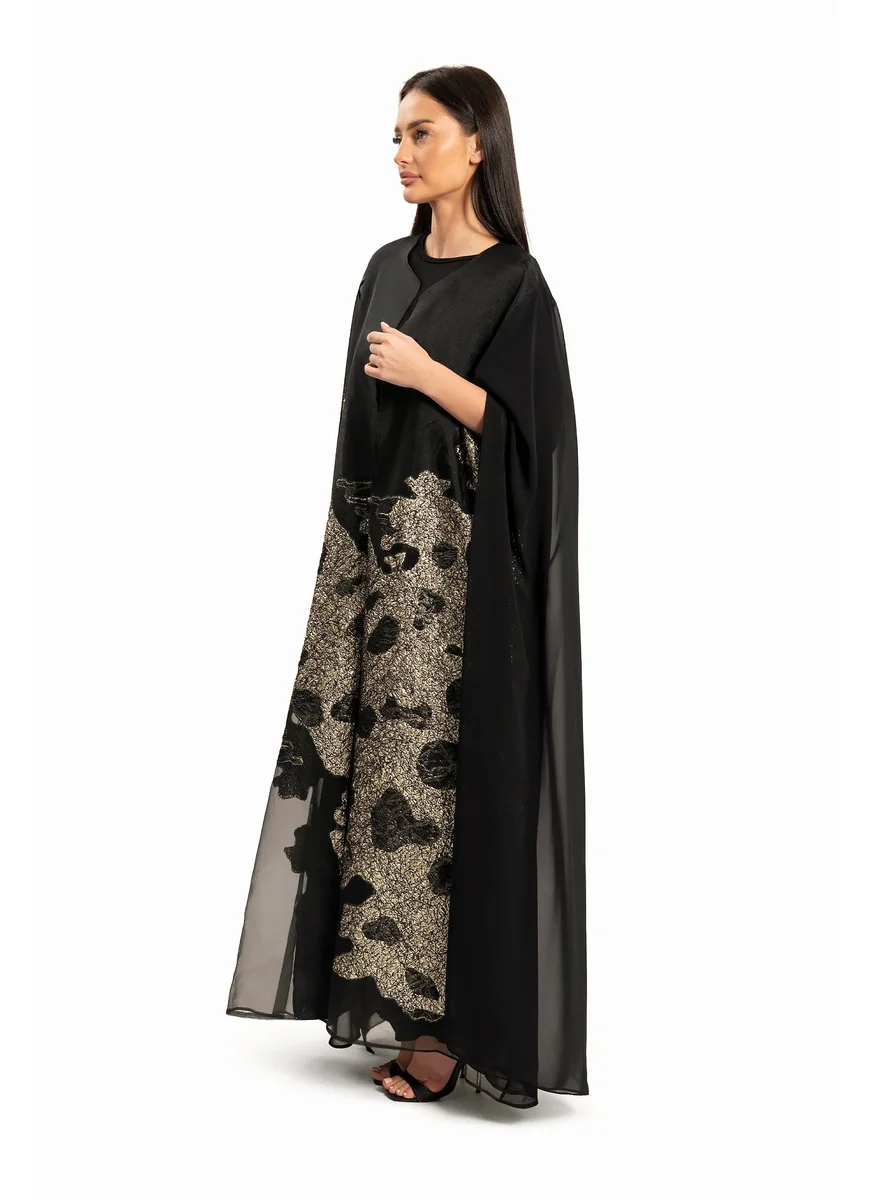 Wecre8 Women Black with Leaves Motif Kaftan By WECRE8