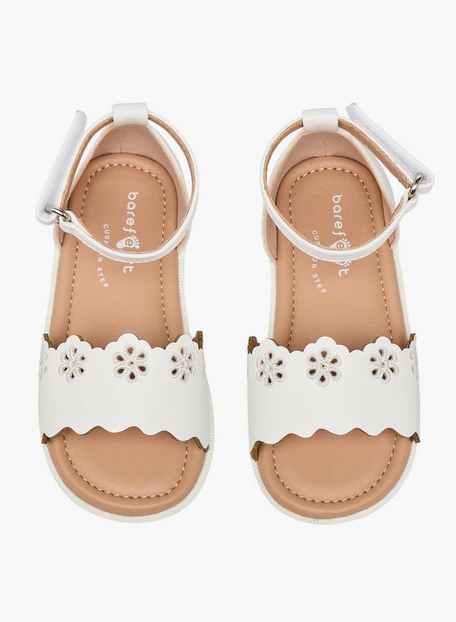 Barefeet Girls Scalloped Detail Hook & Loop Sandals - Image 2