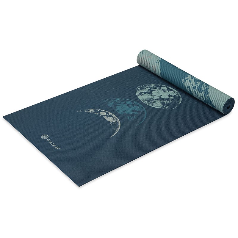 Gaiam Yoga Mat Premium Print Reversible Extra Thick Non Slip Exercise Fitness Mat for All Types of Yoga Pilates Floor Workouts Lunar Wave 6mm
