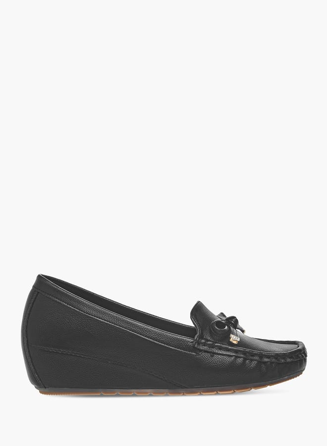 Le Confort Women Slip-On Loafers with Wedge Heels and Bow Accent - Image 1