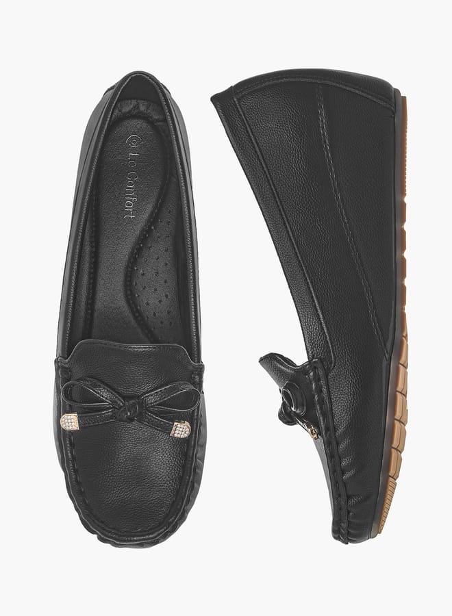 Le Confort Women Slip-On Loafers with Wedge Heels and Bow Accent - Image 3