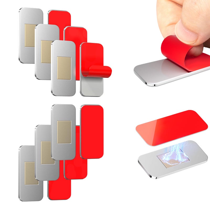PHIXBEAR 6-Pack No-Drill Invisible Magnetic Cabinet Catches, Stainless Steel with Strong Adhesive - for Kitchen, Bathroom & Closet Drawers - Image 1