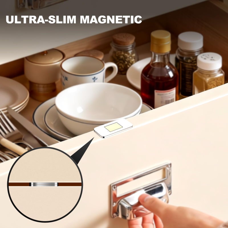 PHIXBEAR 6-Pack No-Drill Invisible Magnetic Cabinet Catches, Stainless Steel with Strong Adhesive - for Kitchen, Bathroom & Closet Drawers - Image 5