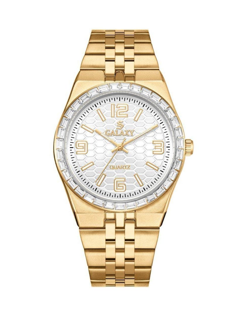 جالاكسي ساعة جالكسي GS-2398 للجنسين، ساعة معصم تناظرية، هيكل من الفولاذ المقاوم للصدأ، تصميم كلاسيكي أنيق، ساعة للارتداء اليومي - Image 1