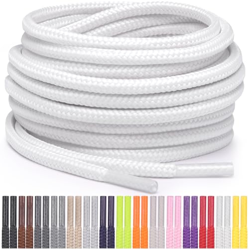 Miscly Round Shoelaces [1 Pair] 5/32″ Thick - For Shoes, Sneakers & Boots (36″, White) - Image 1