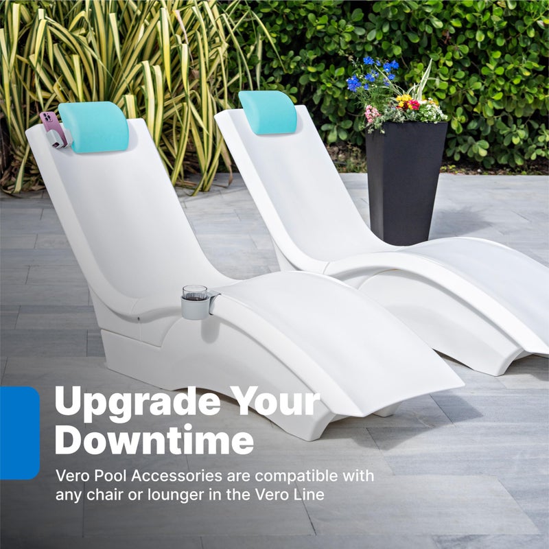 Step2 Vero Pool Lounger Accessories, Poolside Pillow, Cup Holder, Phone Holder, Compatible with Vero Collection, Waterproof, Indoor/Outdoor Use, Made of Durable Plastic, Blue - Image 2