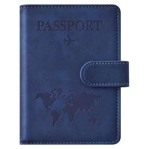 Eoehro Passport Holder for Travel Essentials, Passport Wallet Cover Case for Travel Must Haves Accessories,Passport Book Holders for Women and Men(dark blue) - Image 1