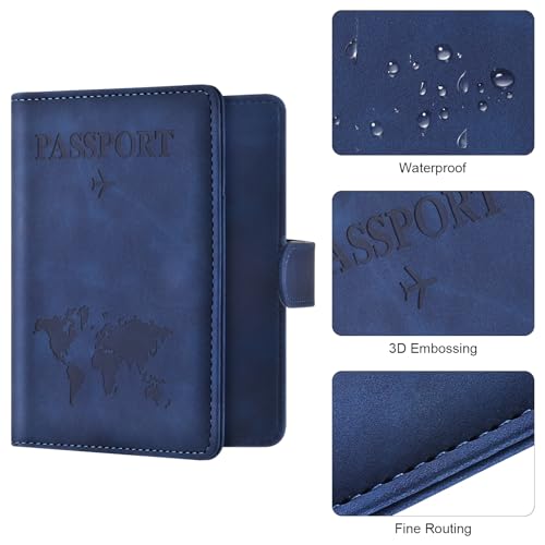Eoehro Passport Holder for Travel Essentials, Passport Wallet Cover Case for Travel Must Haves Accessories,Passport Book Holders for Women and Men(dark blue) - Image 5