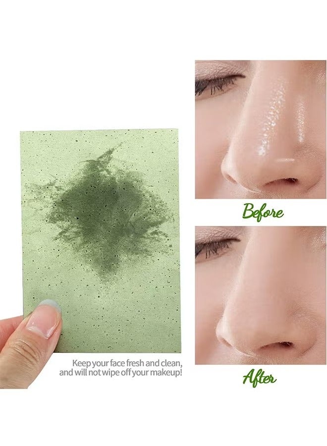 EELHOE Oil Absorbing Powder Puff，Oil Blotting Sheets for Face-100 Counts Gree Tea Blotting Paper for Oily Skin with Portable Mirror & Makeup Puff -Absorb Excess Oil,Skin Friendly and Comfortable. - Image 4