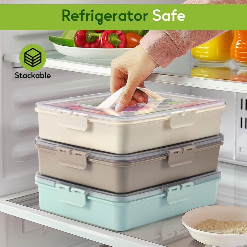 Sunhanny Snackle Box Container for Adults with 9 Compartment, Divided Serving Tray Snack Box Containers with Lid and Handle, Charcuterie Boxes Portable Snack Platter for Fruit Veggie Party Travel, White - Image 5