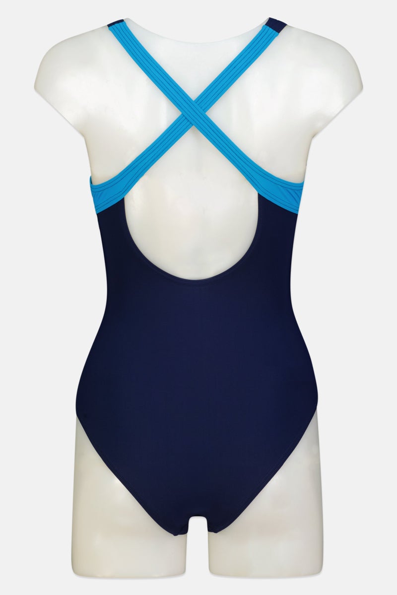 arena Women One Piece Brand Logo Sports Swimsuit, Navy  - Image 2