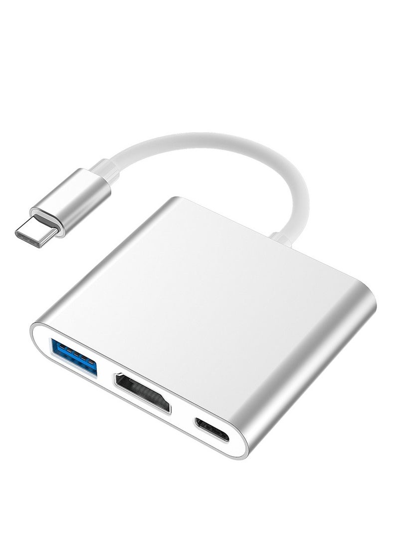 Zero ZERO 3IN1 TYPE-C Adapter with HDMI USB 3.0 and PD – Ultra Fast 4K Connection – Silver  - Image 1