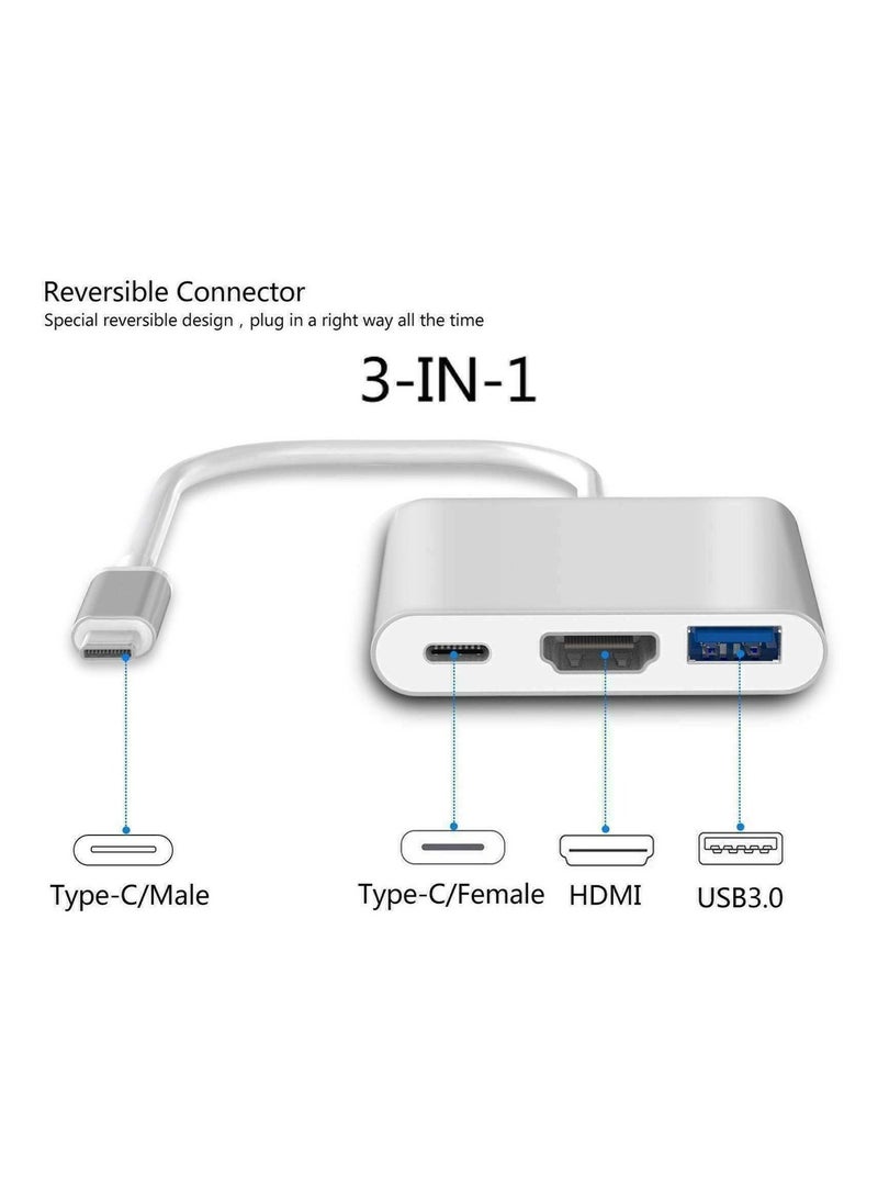 Zero ZERO 3IN1 TYPE-C Adapter with HDMI USB 3.0 and PD – Ultra Fast 4K Connection – Silver  - Image 5