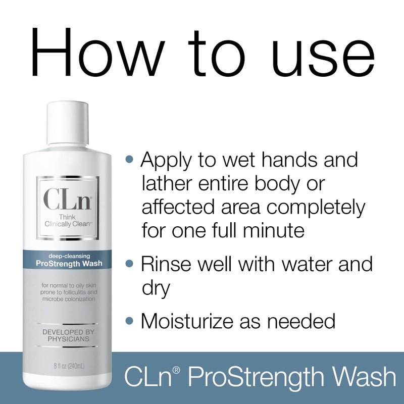 CLnÂ® ProStrength Wash - PH-Balanced and Formulated for Daily Use with Salicylic Acid to Cleanse and Exfoliate Normal to Oily Skin for Men and Women with Body Odor, 8 fl oz. - Image 4