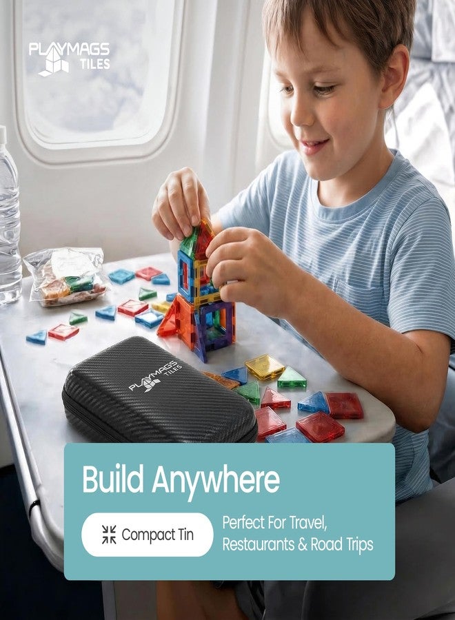 Playmags Mini Magnetic Tiles for Kids 100-Piece Set | Travel Magnetic Blocks | STEM Sensory Educational Toys | Portable Toddler Building Toys | Gift for Boys & Girls Ages 3 - Image 2