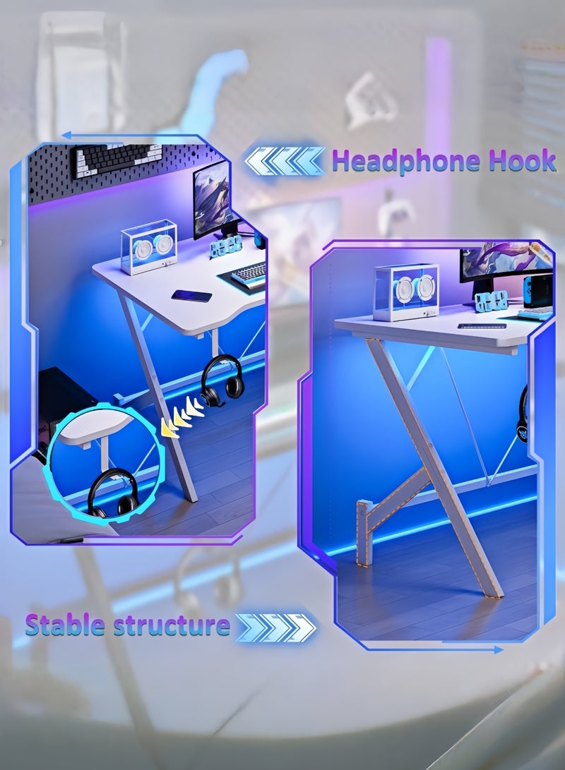 Room&Board Carbon Fiber Gaming Table, Office Table with Headphone Hook, Cup Holder and Cable Management Design, Stable Y-Shaped Leg Study Desk for Home and Work - Image 5