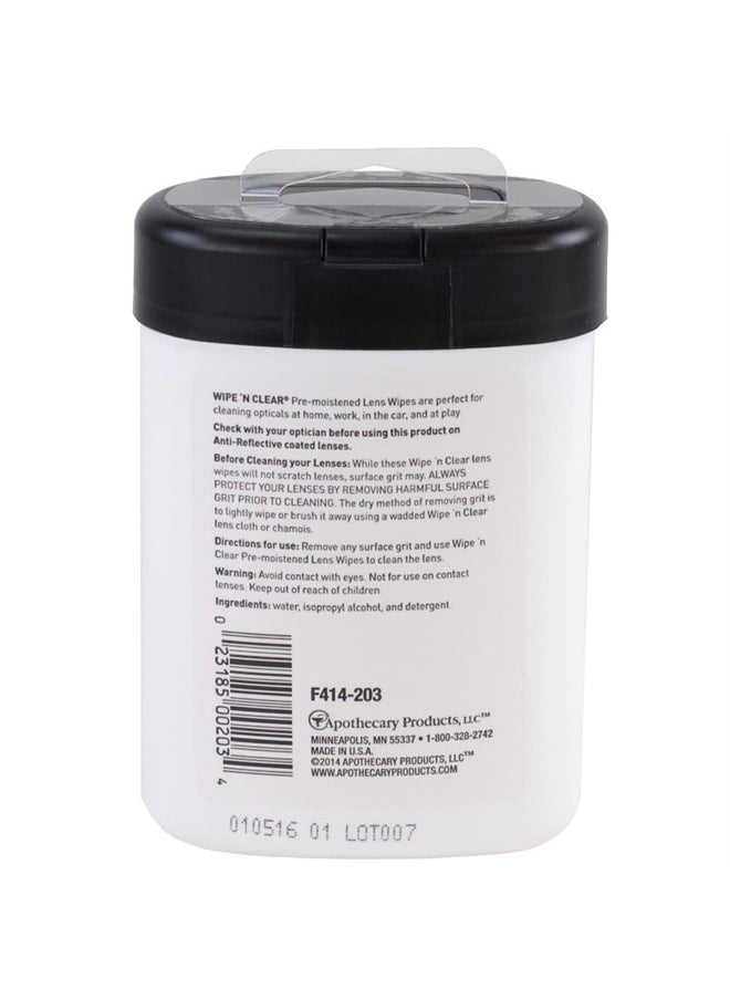 Flents - Wipe 'n Clear Lens Cleaning Wipes Canister, Anti-Streak, Fast Drying, 30 Wipes - Image 1
