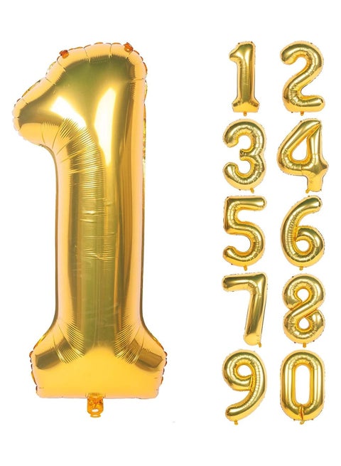 Goldedge Number 1, 32 Inch Number Balloons Foil Gold - Glamorous Party Decorations for Birthdays, Anniversaries, and Special Events