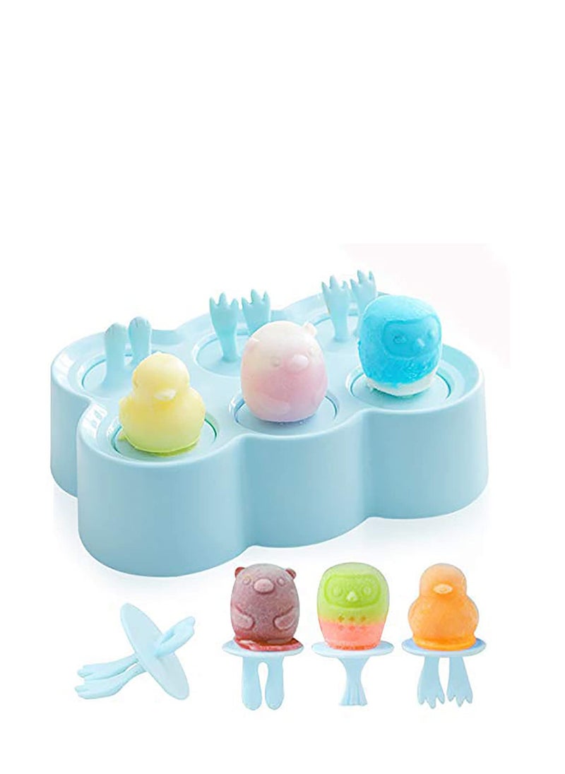 SYOSI - Ice Lolly Moulds Silicone, Mini Animal Popsicle Mold for Children, Ice Pop Moulds, Popsicle Maker Set, LFGB Certified BPA Free Ice Cream Moulds, for Baby Kids DIY Popsicle Homemade - Image 1