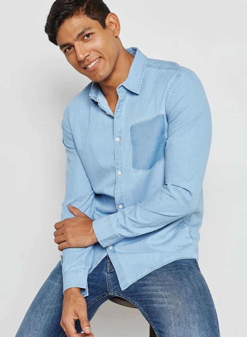 NEW LOOK Ghosted Pocket Denim Shirt