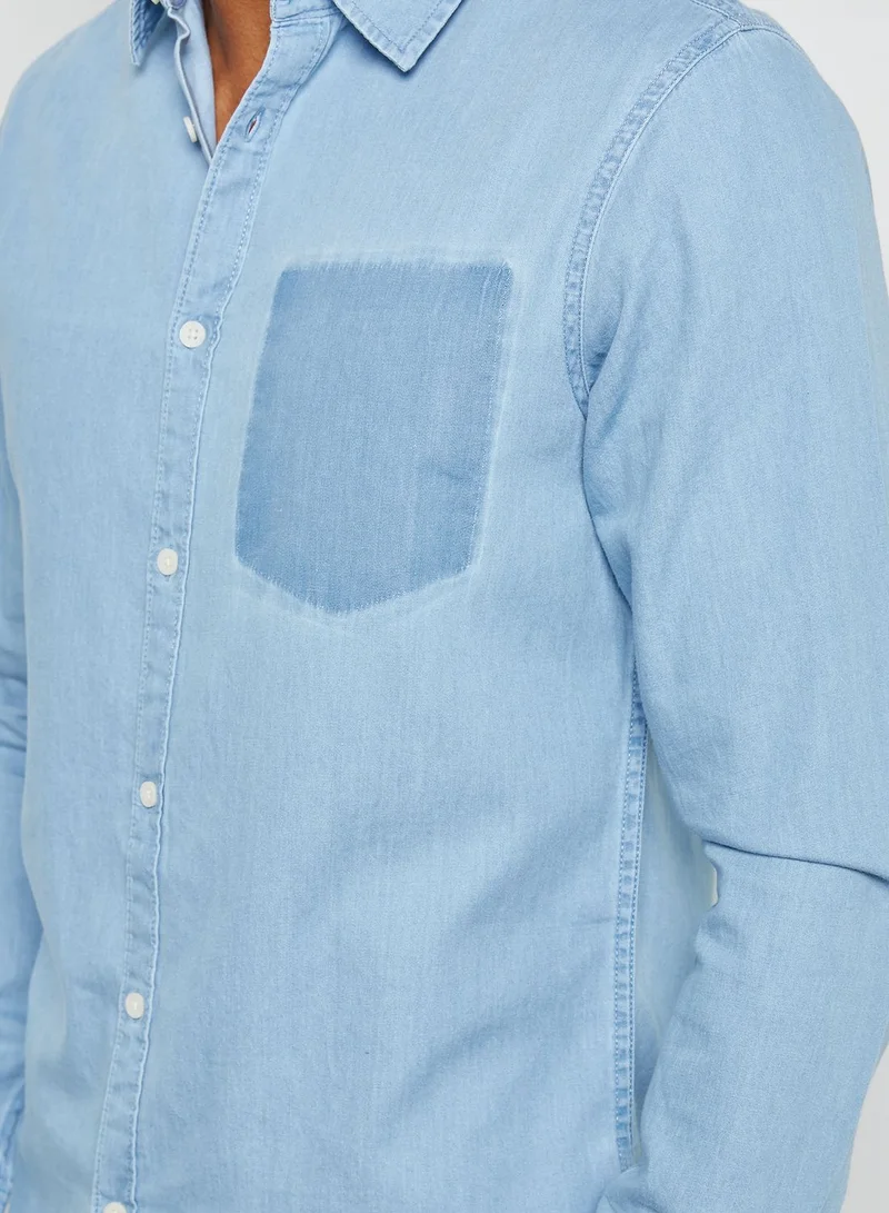 NEW LOOK Ghosted Pocket Denim Shirt