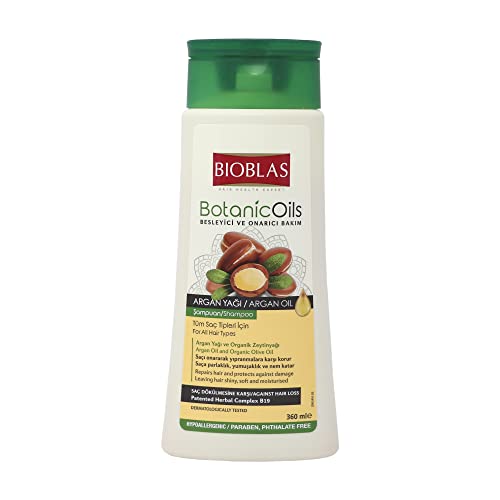 BIOBLAS Argan Oil & Organic Olive Oil Shampoo for Women & Men - Hydrating, Repairing, Strengthening Hair Growth Shampoo - Hypoallergenic, Paraben & Dye Free - All Hair Types - 12 Oz - Image 1
