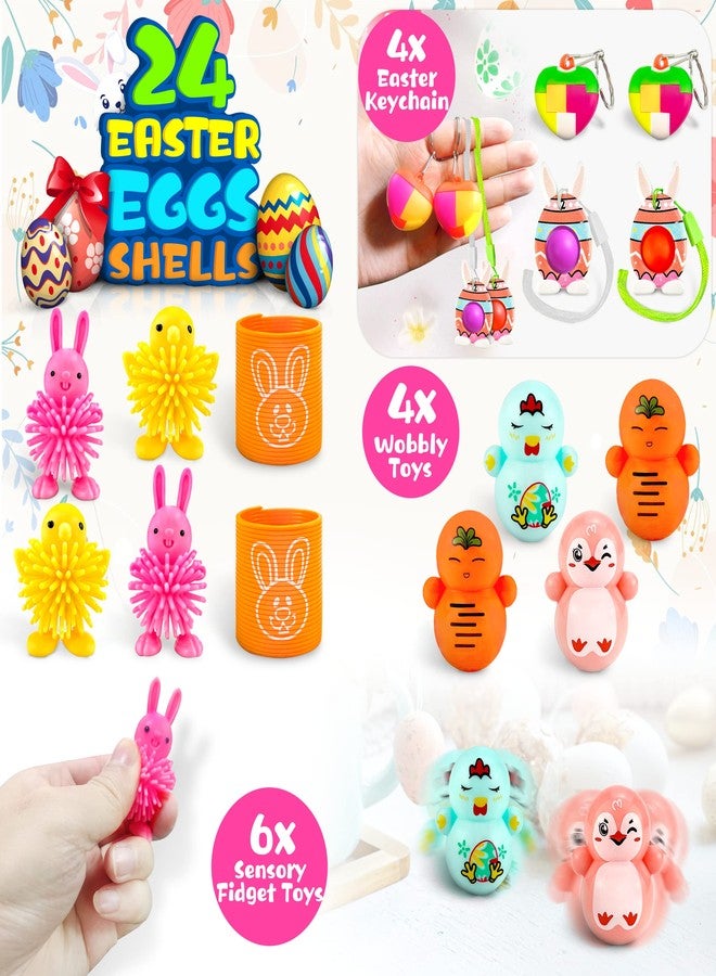 LINAYE 24 Packs Prefilled Easter Eggs with Toys Inside - Pre Filled Stuffed Easter Eggs with Pull-Back Cars, Mochi Toys for Egg Hunt, Basket Stuffers Gifts for Kids - Image 3