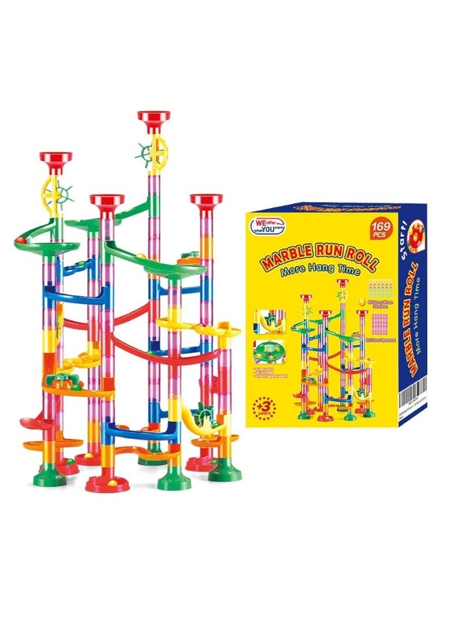 WEofferwhatYOUwant Marble Run Roll - Educational Construction Maze Block. Big Circle and Double Back Pieces for More Hang Time - 169 Pieces. Ages 3 Years and up  - Image 3
