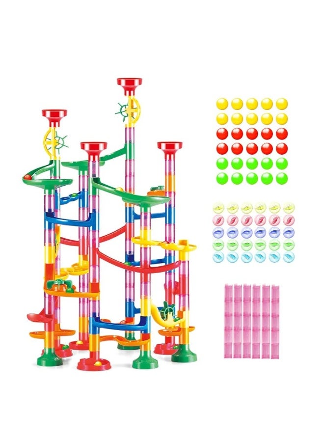WEofferwhatYOUwant Marble Run Roll - Educational Construction Maze Block. Big Circle and Double Back Pieces for More Hang Time - 169 Pieces. Ages 3 Years and up  - Image 4