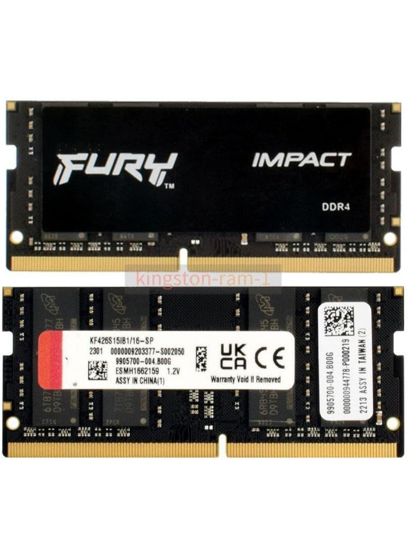 Fury Impact DDR4, Gaming Laptop Memory, Capacity: 16GB, Frequency: 3200MT/s, Latency: CL 20, Form factor: SODIMM, Black, - Image 3