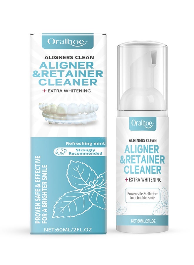 ORALHOE Dental Appliance Cleaner - Denture Cleaning Foam Aligner Retainer Cleaning Foam for Night Mouth Guard False Teeth Cleaning 60ml - Image 2