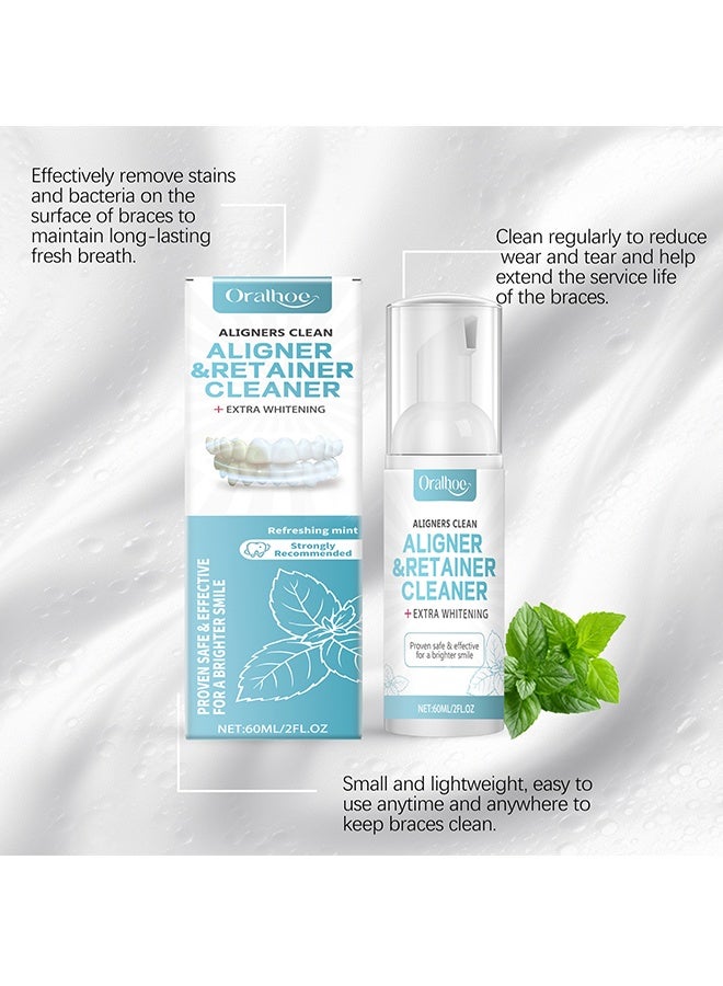 ORALHOE Dental Appliance Cleaner - Denture Cleaning Foam Aligner Retainer Cleaning Foam for Night Mouth Guard False Teeth Cleaning 60ml - Image 5