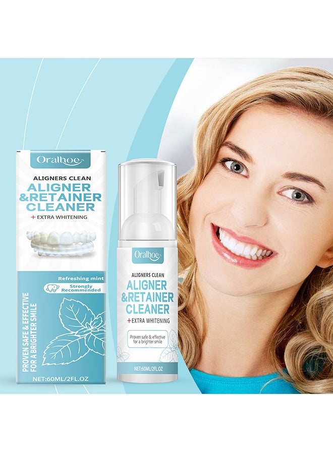 ORALHOE Dental Appliance Cleaner - Denture Cleaning Foam Aligner Retainer Cleaning Foam for Night Mouth Guard False Teeth Cleaning 60ml - Image 1