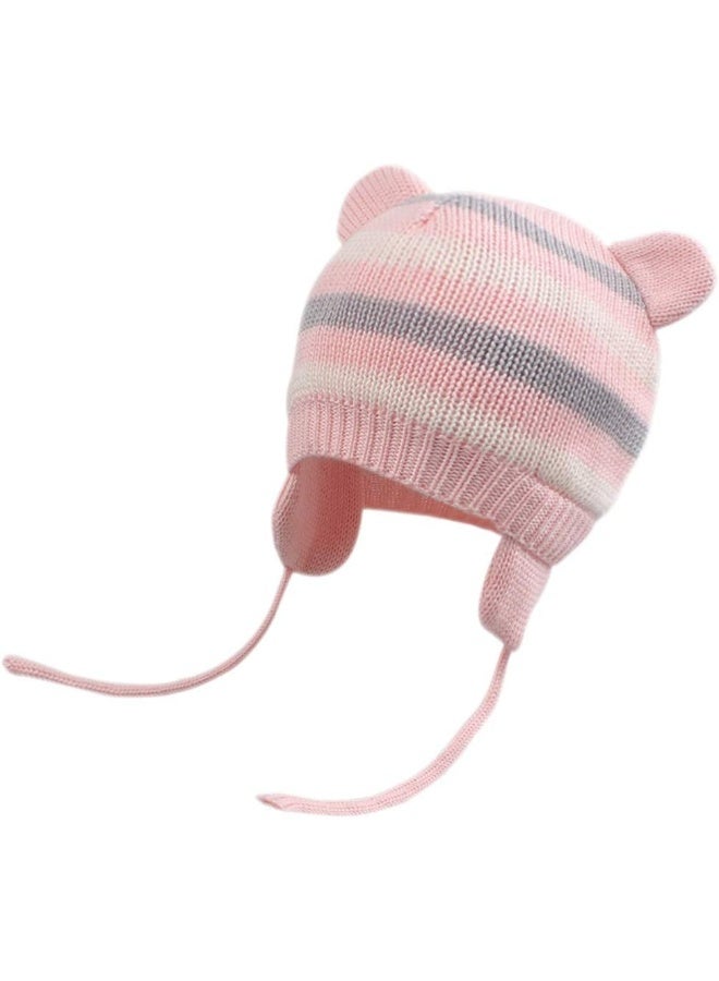 JANGANNSA Cute Knitted Boys Girls Beanie Warm Ear Protect Fall Winter Hat Cotton Lined Baby Beanie for Boys Infant Toddler Girls Bonnet 0-2Y (1-3 Years, Pink) - Image 1
