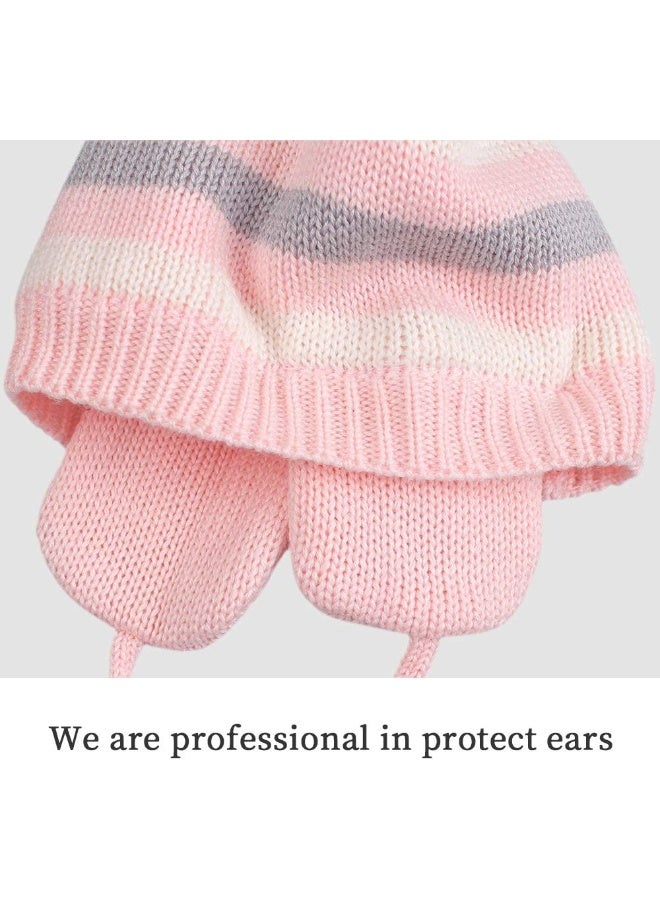 JANGANNSA Cute Knitted Boys Girls Beanie Warm Ear Protect Fall Winter Hat Cotton Lined Baby Beanie for Boys Infant Toddler Girls Bonnet 0-2Y (1-3 Years, Pink) - Image 4