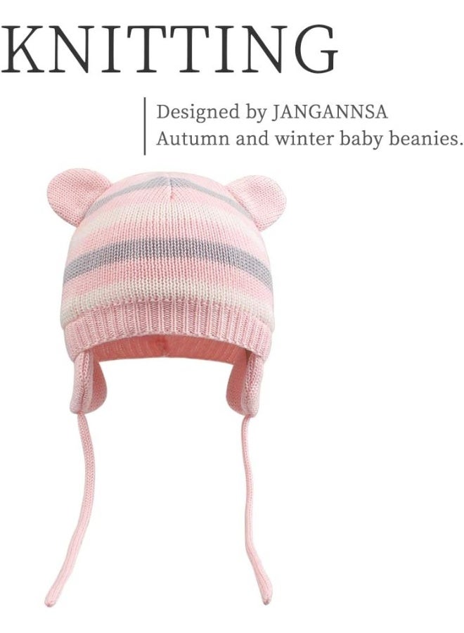 JANGANNSA Cute Knitted Boys Girls Beanie Warm Ear Protect Fall Winter Hat Cotton Lined Baby Beanie for Boys Infant Toddler Girls Bonnet 0-2Y (1-3 Years, Pink) - Image 2