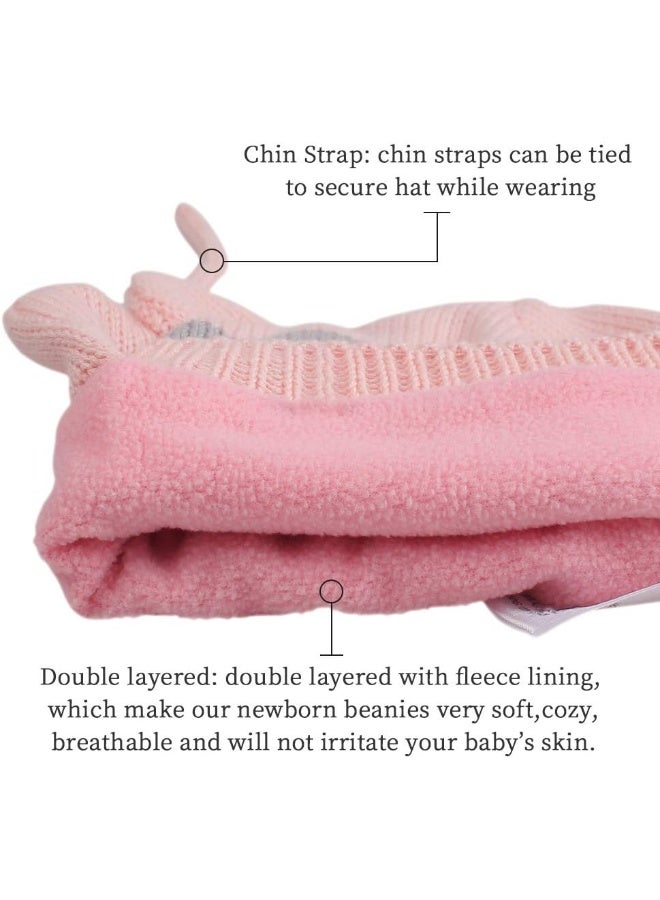 JANGANNSA Cute Knitted Boys Girls Beanie Warm Ear Protect Fall Winter Hat Cotton Lined Baby Beanie for Boys Infant Toddler Girls Bonnet 0-2Y (1-3 Years, Pink) - Image 5